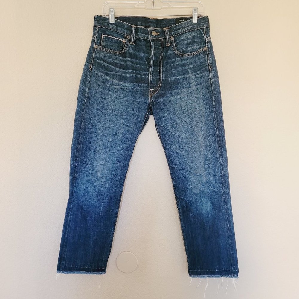Vince Denim Womens High Rise Crop Jean Size 27 Button Fly Raw Hem